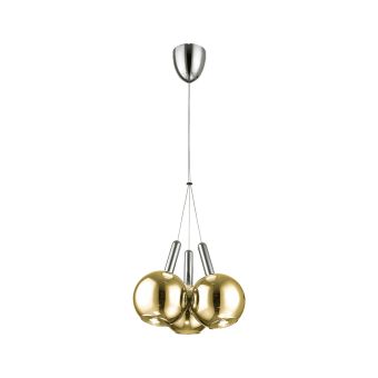 LED Függesztett csillár, BALLS SP3, 142000, 15W, 3000K, arany, króm