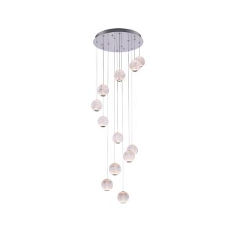 LED Függesztett csillár, ESMOND SP12, 142043, 56W, 3000K, átlátszó, króm