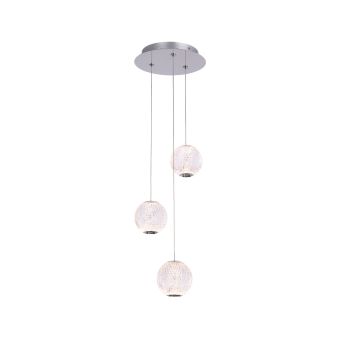 LED Függesztett csillár, ESMOND SP3, 142041, 16W, 3200K, átlátszó, króm