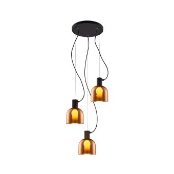 Függesztett csillár, FIRE SP3, 113009, 3xE27, fekete, réz