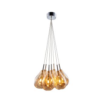 Függesztett csillár, HONEY SP7, 142023, 7xG9, borostyánszín, króm