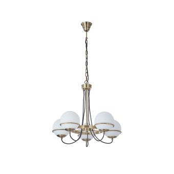Csillár, SERINITY 5, KL105010, 5xE14, opálfehér, antikolt bronz