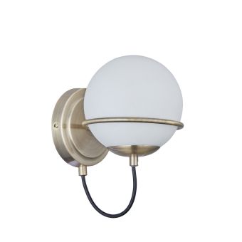 Fali lámpa, SERINITY AP1, KL101052, 1xE14, opálfehér, antikolt bronz